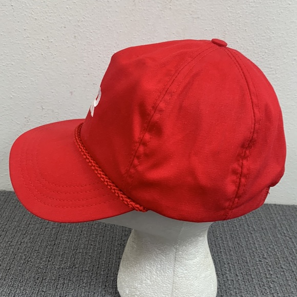 Vintage QR Rope Baseball Hat Mens OSFA Red White Adjustable Strapback Cap USA - Picture 6 of 14